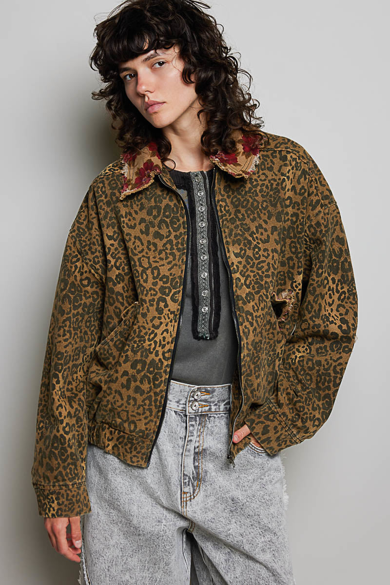MOCHA LEOPARD FLORAL JACKET