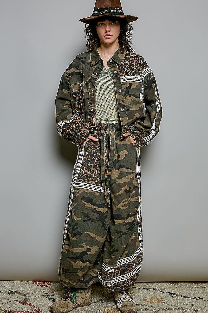 OLIVE CAMO BUTTON UP JACKET