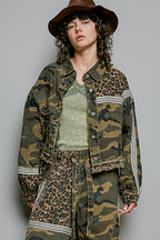 OLIVE CAMO BUTTON UP JACKET