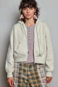 ALMOND FLUFFY ZIP UP JACKET