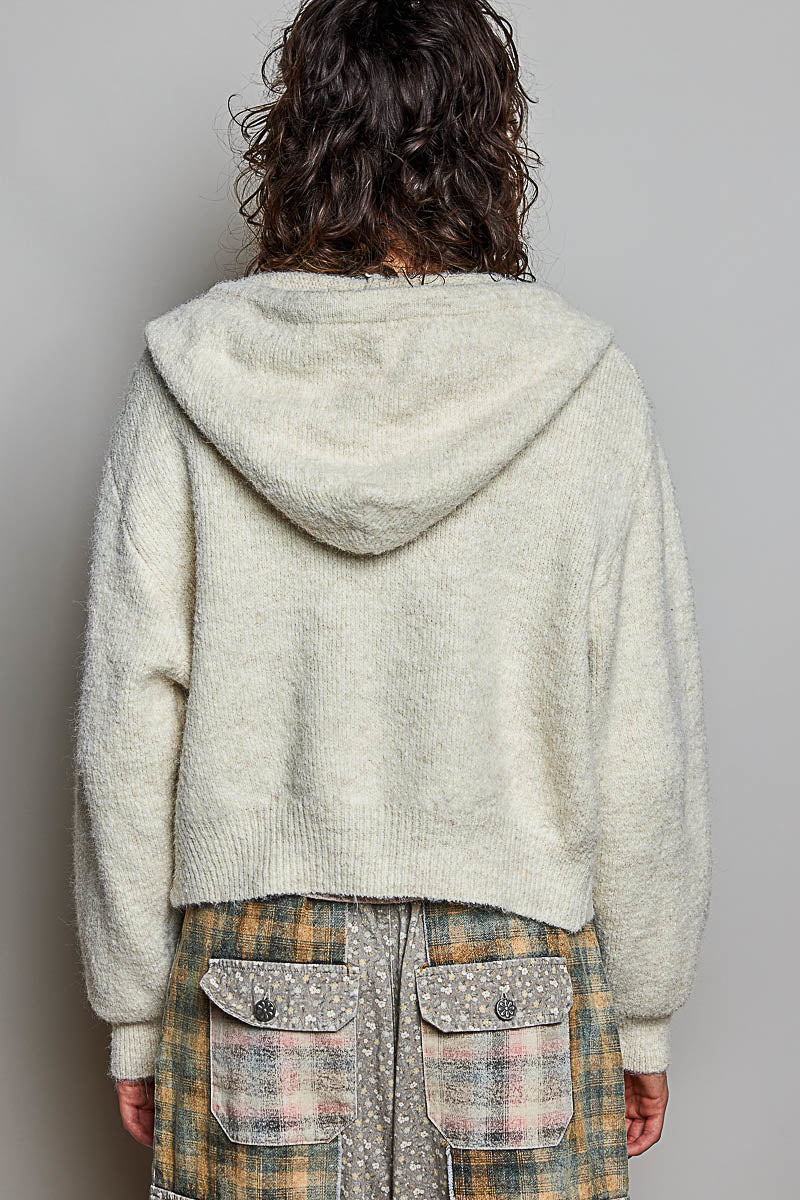 ALMOND FLUFFY ZIP UP JACKET