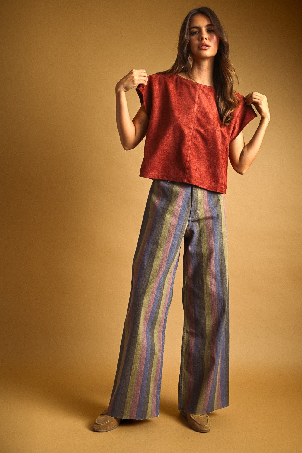 SUEDE TOP--RUST