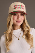 KEEPS ON GIVING STRIPED TRUCKER HAT