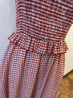 SLEEVELESS SMOCKING TOP DRESS--RED
