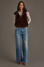 FAUX FUR VEST--DK BROWN