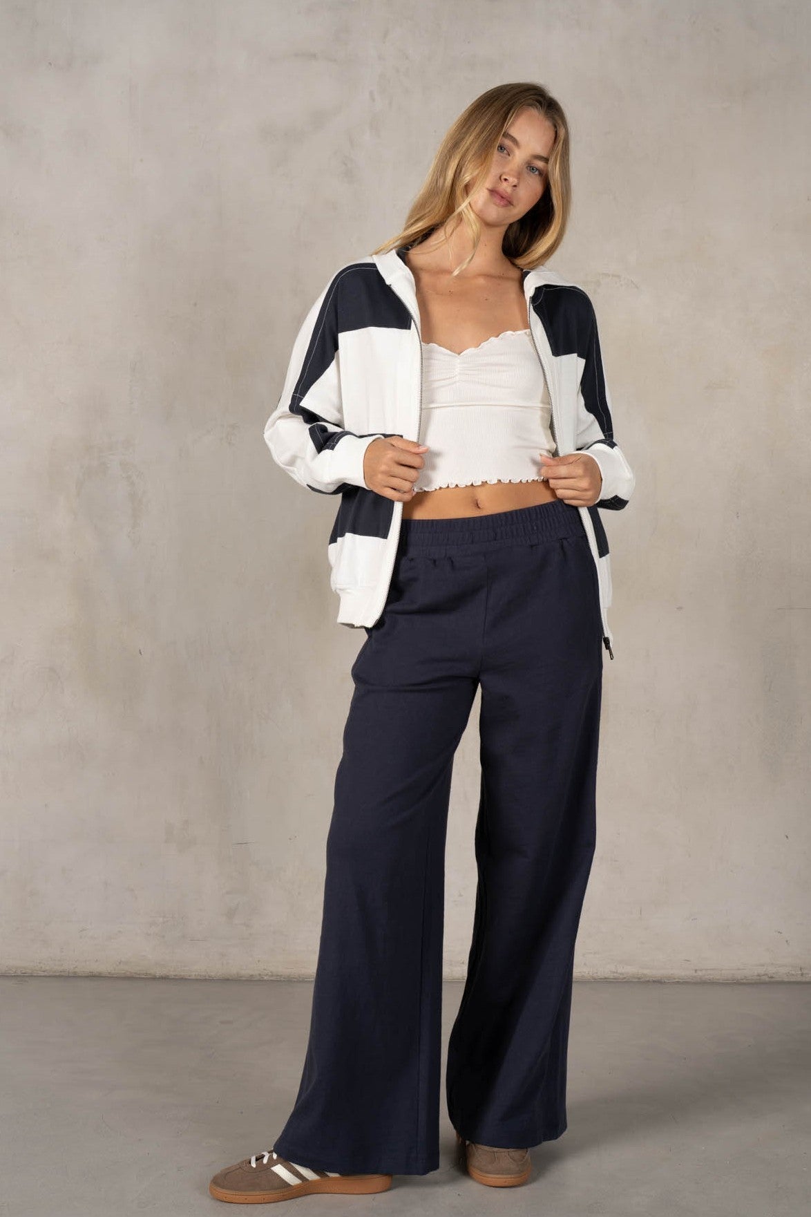 JERSEY PANTS WITH DRAWSTRING WAIST--NAVY