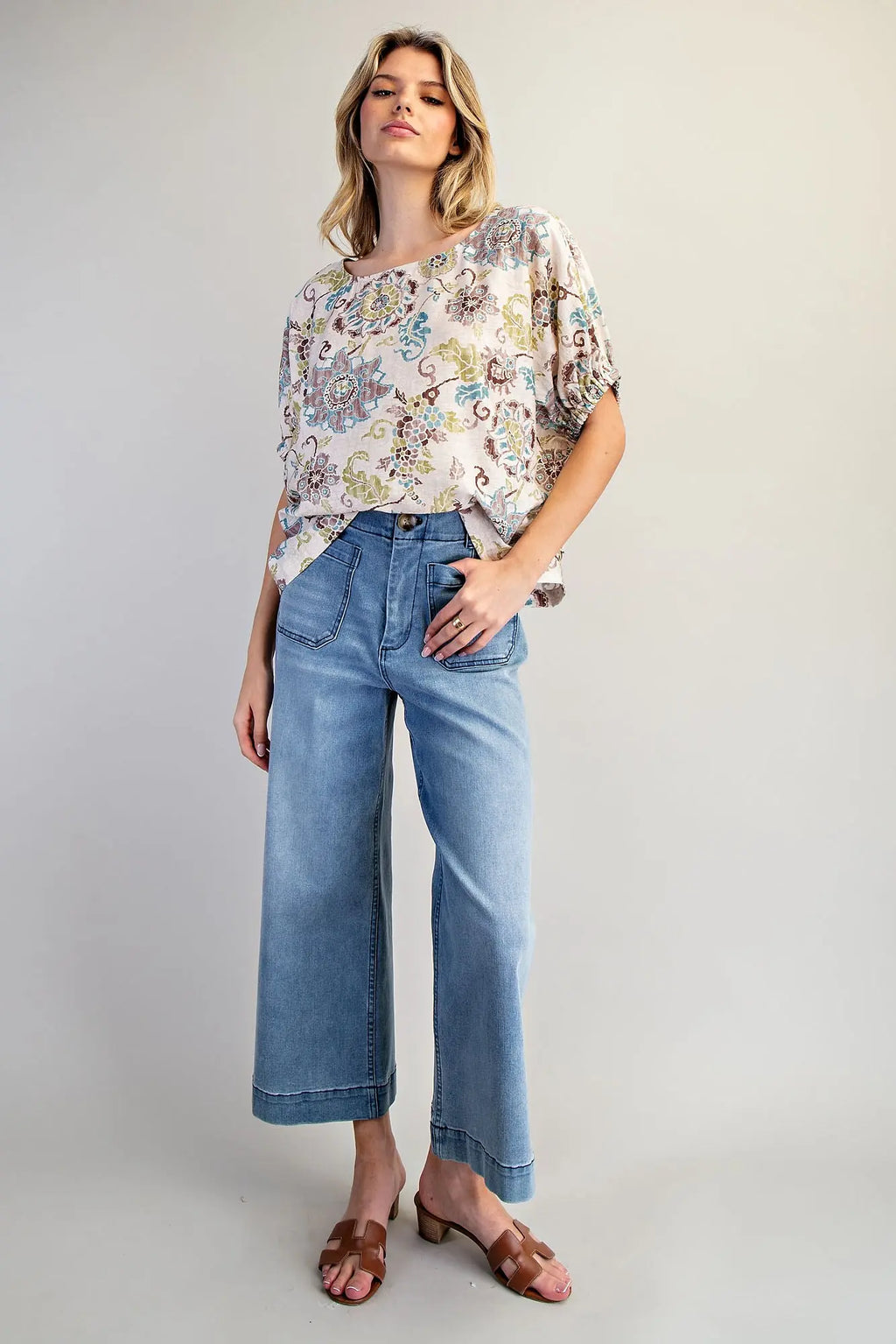 VINTAGE FLORAL DOLMAN SLEEVE TOP