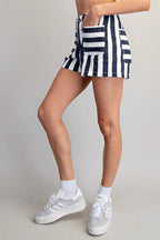 MINERAL WASHED STRIPED DENIM SHORTS
