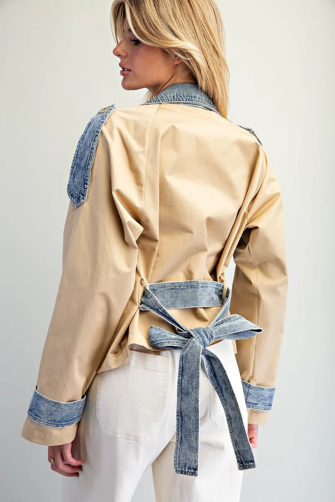 ALL TIED UP DENIM BEIGE JACKET