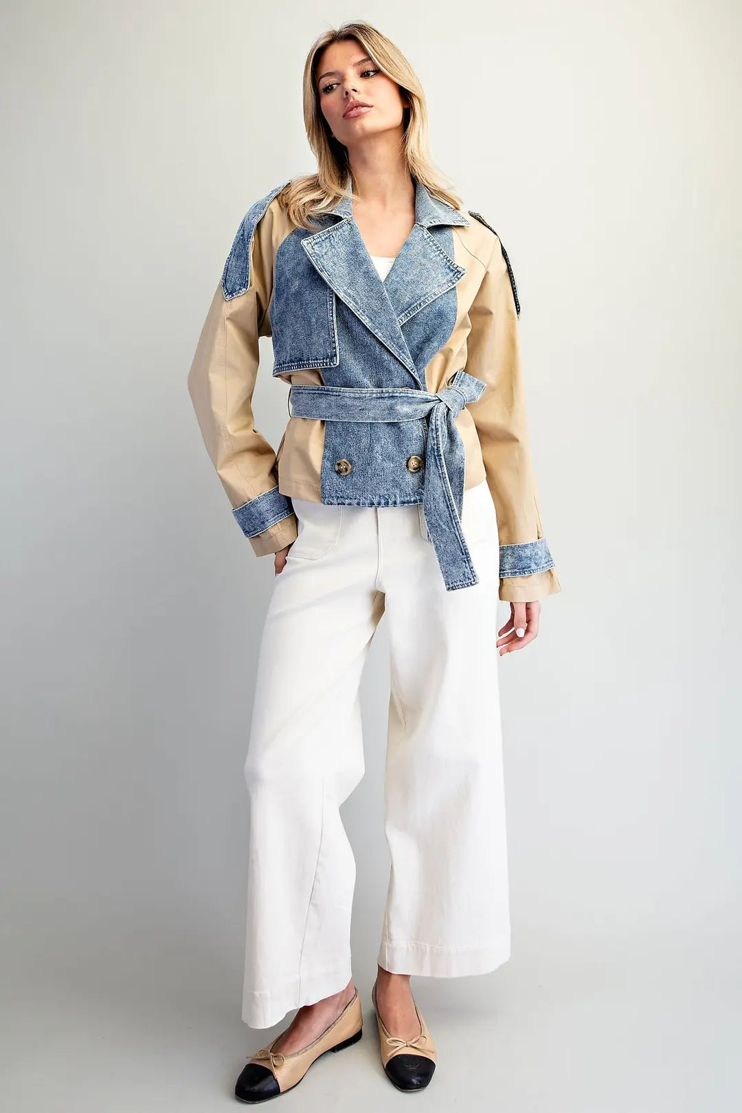 ALL TIED UP DENIM BEIGE JACKET