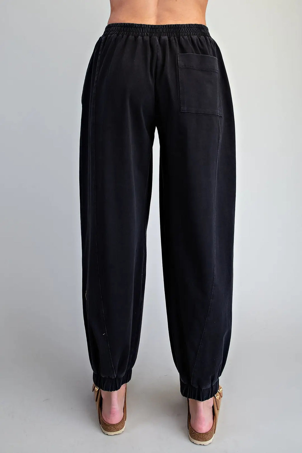 SOLID ELASTIC WAIST JOGGERS--ASH BLACK