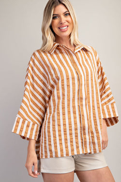 WHAT'S NEXT OVERSIZED TOP--CAMEL