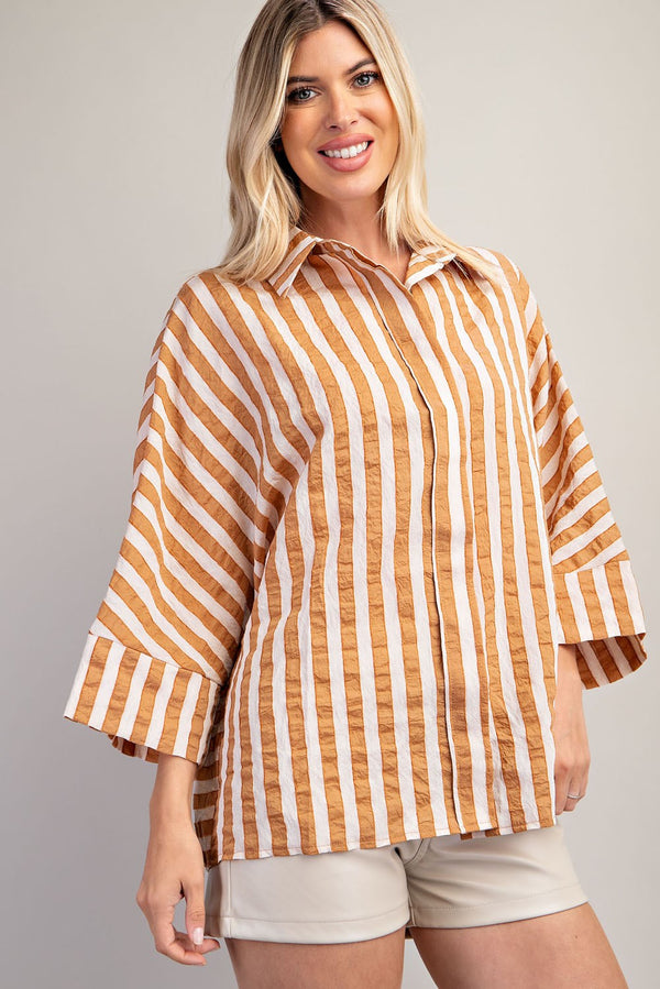 WHAT'S NEXT OVERSIZED TOP--CAMEL