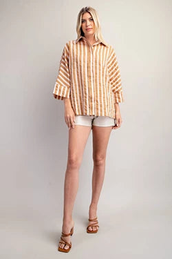 WHAT'S NEXT OVERSIZED TOP--CAMEL