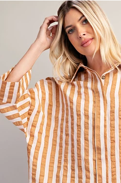 WHAT'S NEXT OVERSIZED TOP--CAMEL
