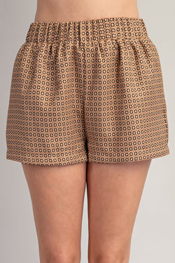 EASY GOING ELASTIC SHORTS--BROWN