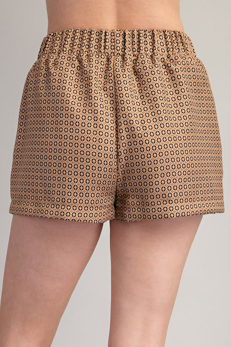 EASY GOING ELASTIC SHORTS--BROWN