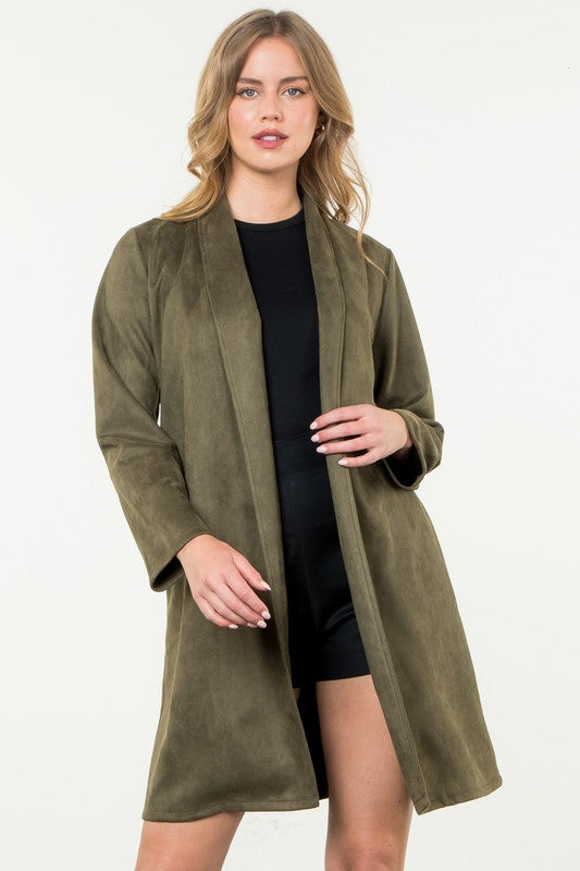 SAY WHAT YOU MEAN SUEDE JACKET--OLIVE