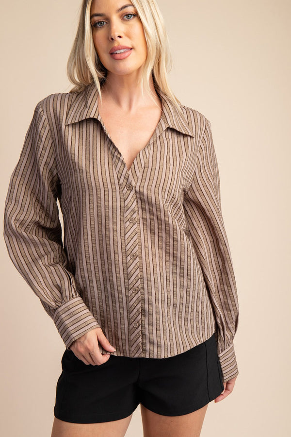 BROWN EYED GIRL LONG SLEEVE TOP--BROWN