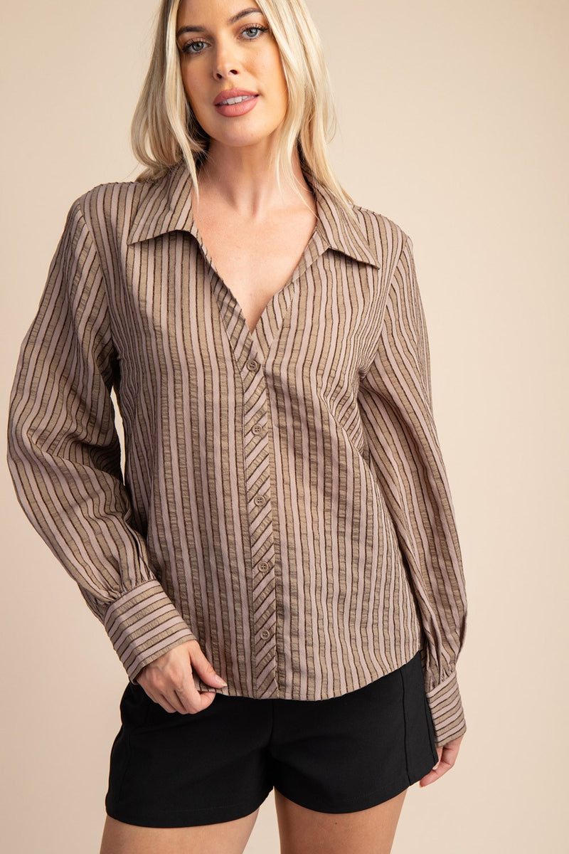 BROWN EYED GIRL LONG SLEEVE TOP--BROWN