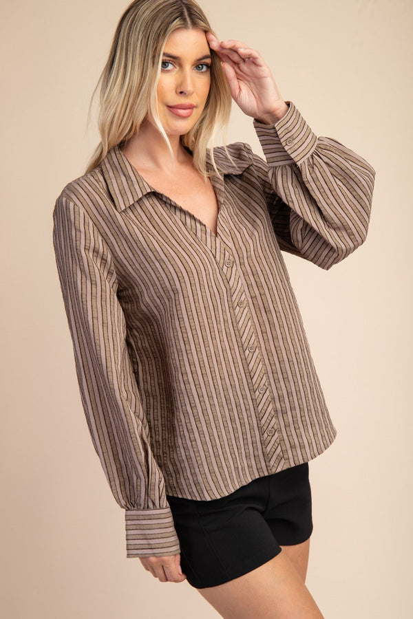 BROWN EYED GIRL LONG SLEEVE TOP--BROWN