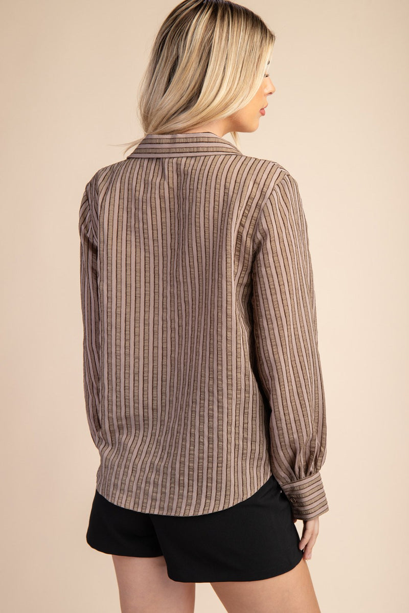BROWN EYED GIRL LONG SLEEVE TOP--BROWN