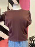 HABITUAL SLEEVELESS CINCHED WAIST TEE--MOCHA