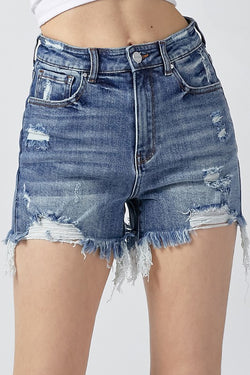 RISEN HIGH RISE DISTRESSED SHORTS