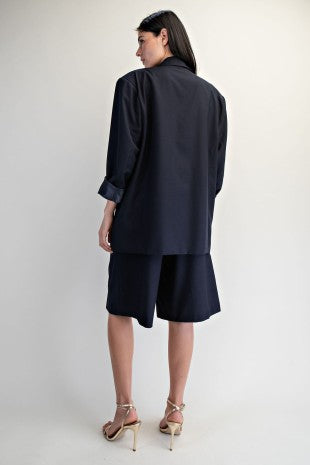 OVERSIZED DOUBLE BREASTED JACKET--NAVY