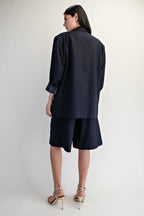 OVERSIZED DOUBLE BREASTED JACKET--NAVY