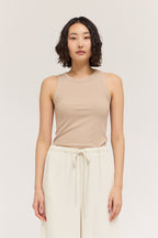 BINDING RIBBED TANK TOP--NATURAL