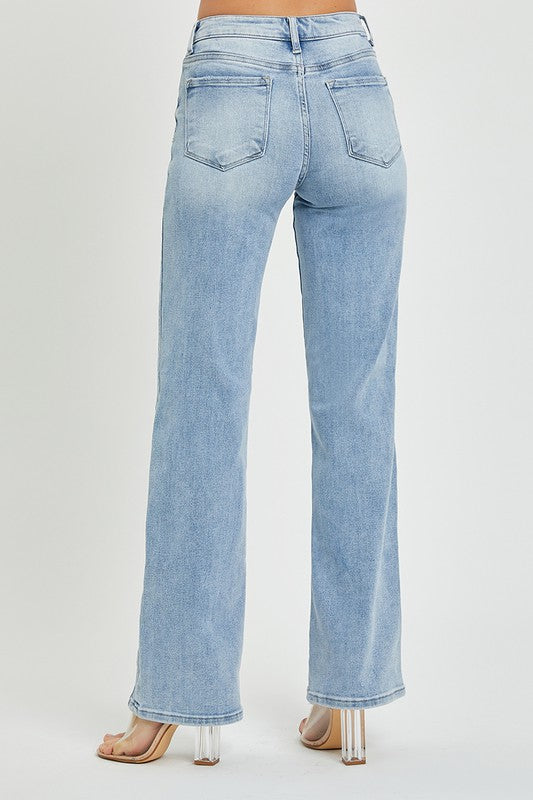 RISEN MID RISE STRAIGHT JEANS