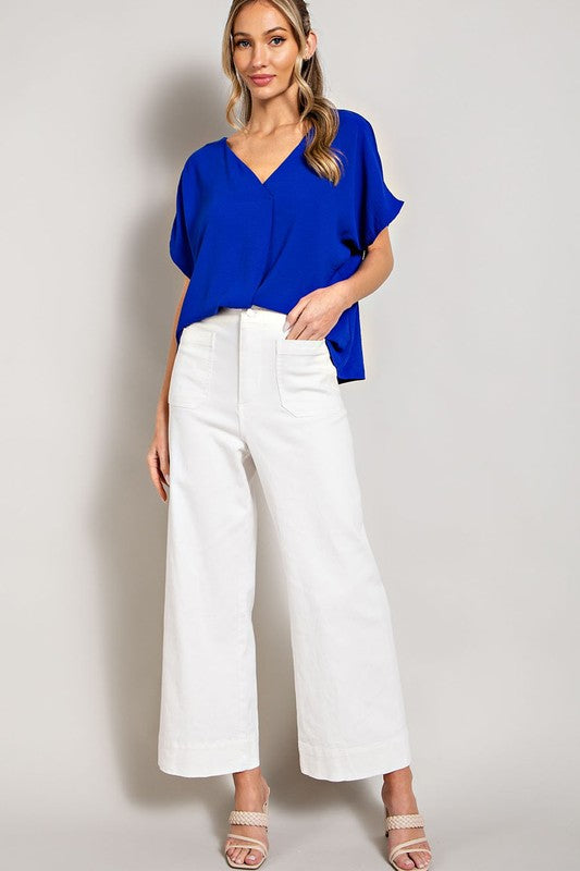 EESOME V-NECK TOP--ROYAL BLUE