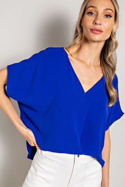 EESOME V-NECK TOP--ROYAL BLUE