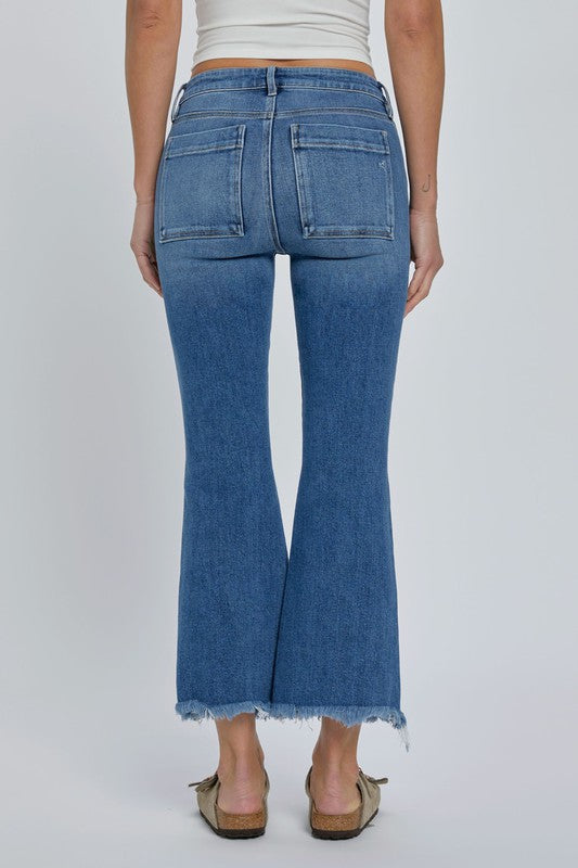 HIDDEN HIGH RISE CARGO CROPPED FLARE JEANS