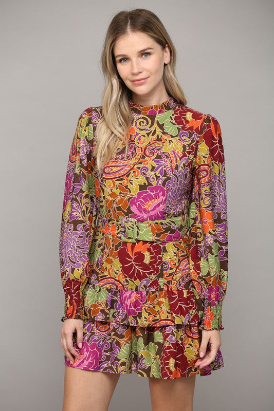 ALL THE FALL FLORAL BELTED DRESS