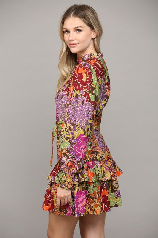 ALL THE FALL FLORAL BELTED DRESS