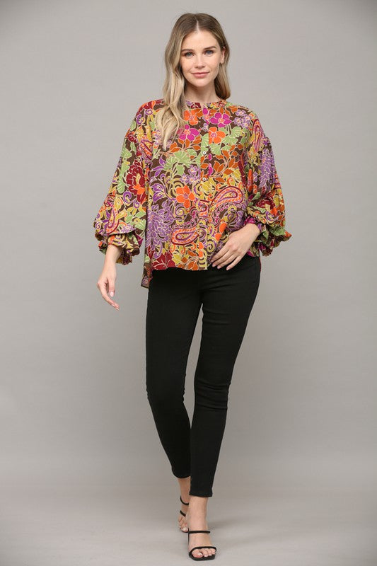 CURVY--ALL THE FALL FLORAL TOP