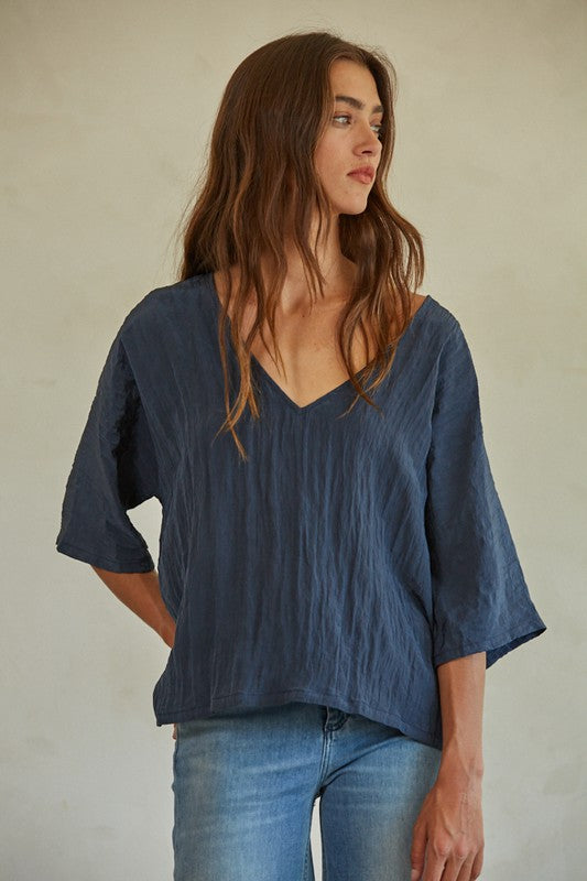 ALL ABOUT IT CRINKLE TOP--NAVY