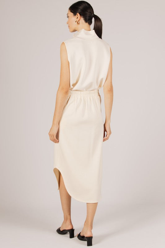 SCUBA MODAL MIDI SKIRT--EGGSHELL