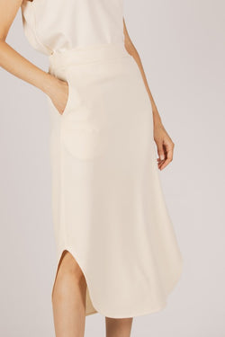 SCUBA MODAL MIDI SKIRT--EGGSHELL