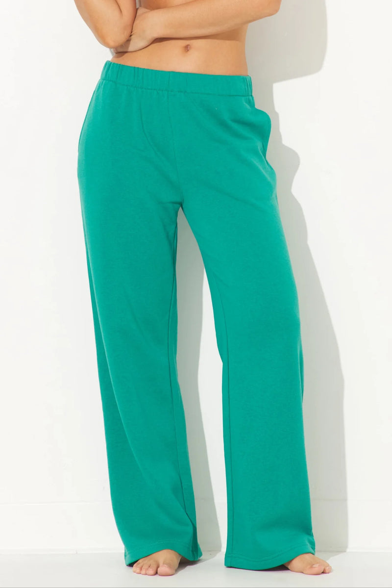 SURF WASHED WIDE LEG PANT--COLLEGE GREEN