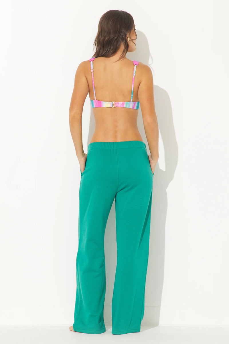 SURF WASHED WIDE LEG PANT--COLLEGE GREEN