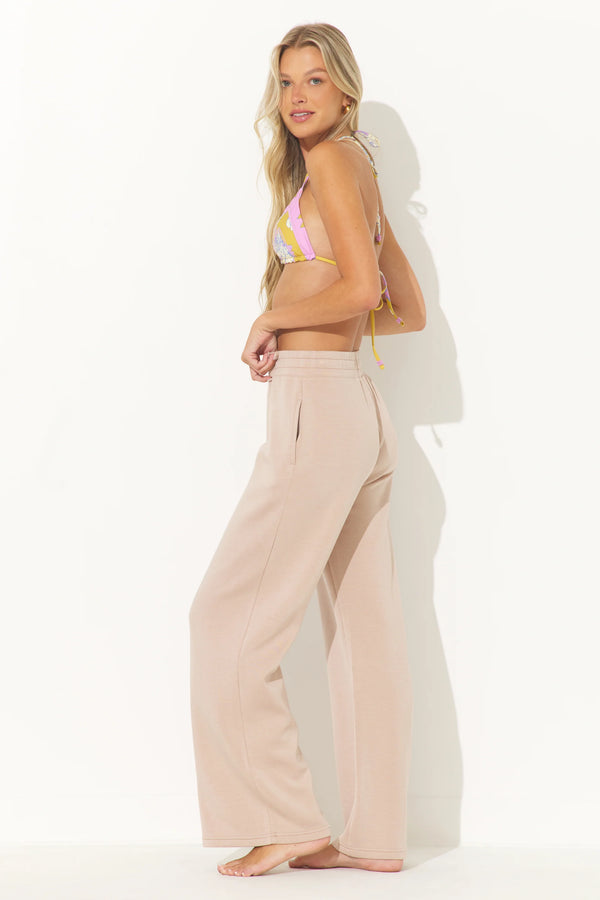 CLOUD FLEECE WIDE LEG PANT--NUDE