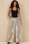VINTAGE HAVANA DISTRESSED LEOPARD WASHED WIDE LEG JEAN