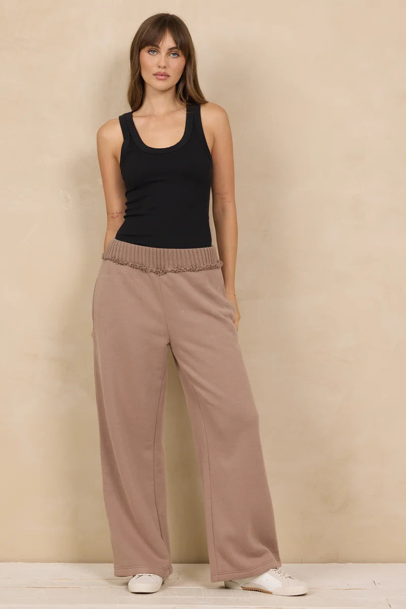 VINTAGE FLEECE PANT RIB DETAIL--MOCHA LATTE