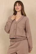 VINTAGE FLEECE CARDIGAN--MOCHA LATTE