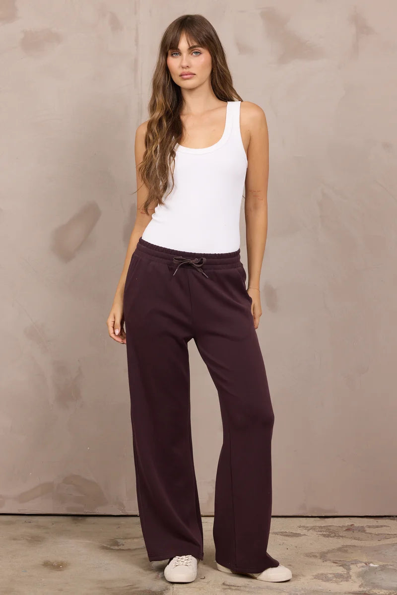 VINTAGE HAVANA MAROON LUXE CLOUD WIDE LEG PANT