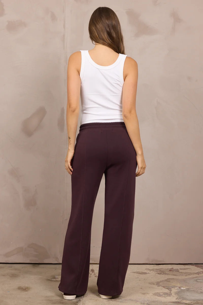 VINTAGE HAVANA MAROON LUXE CLOUD WIDE LEG PANT
