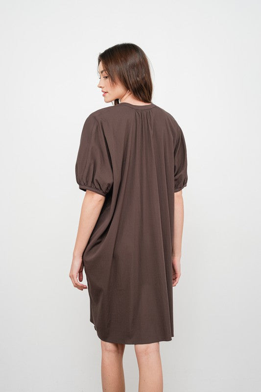 OVERSIZED DOLMAN SLEEVE DRESS--CHARCOAL